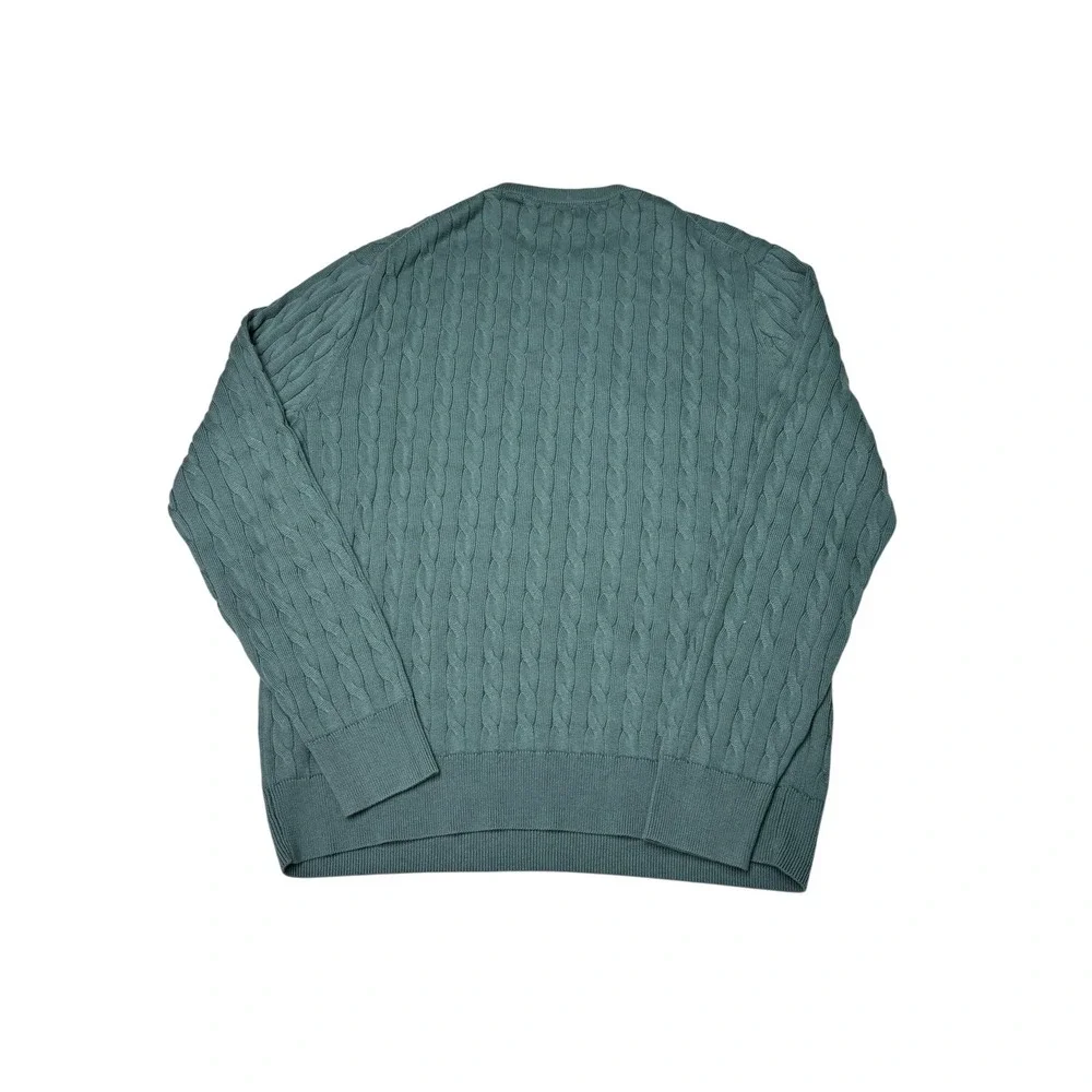 NWT J.Crew Mens Cable Knit Cotton Sweater Sage Green Teal BV493 Size M
